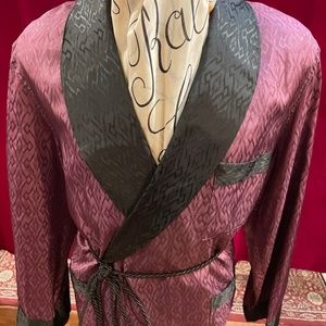Vintage 1930s 1940s Art Deco Purple Smoking Jacket Robe Housecoat Loungewear L
